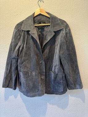 Brandon Thomas Charcoal Blue/Gray Suede Jacket